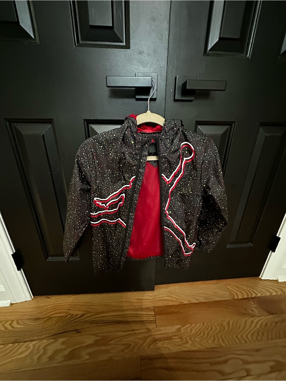 Jordan Black Jacket with Red Jumpman and Neon Yellow-Green Speckle